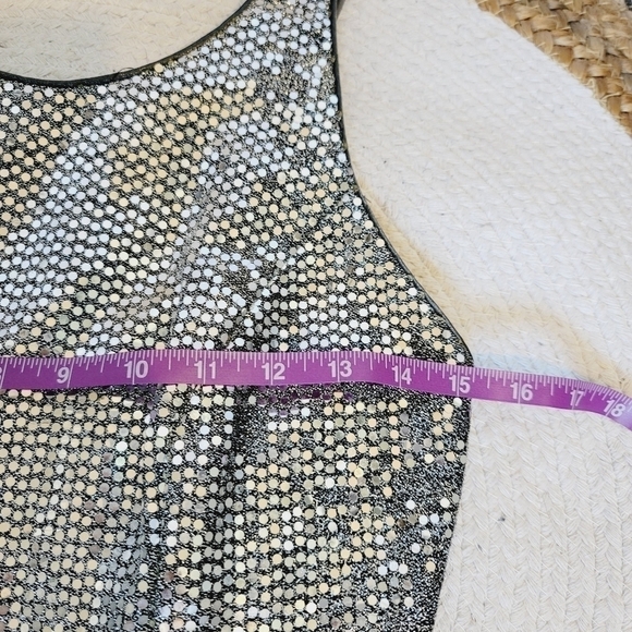 VINTAGE SILVER SEQUIN MINI DRESS SZ 10/MEDIUM - Picture 12 of 16
